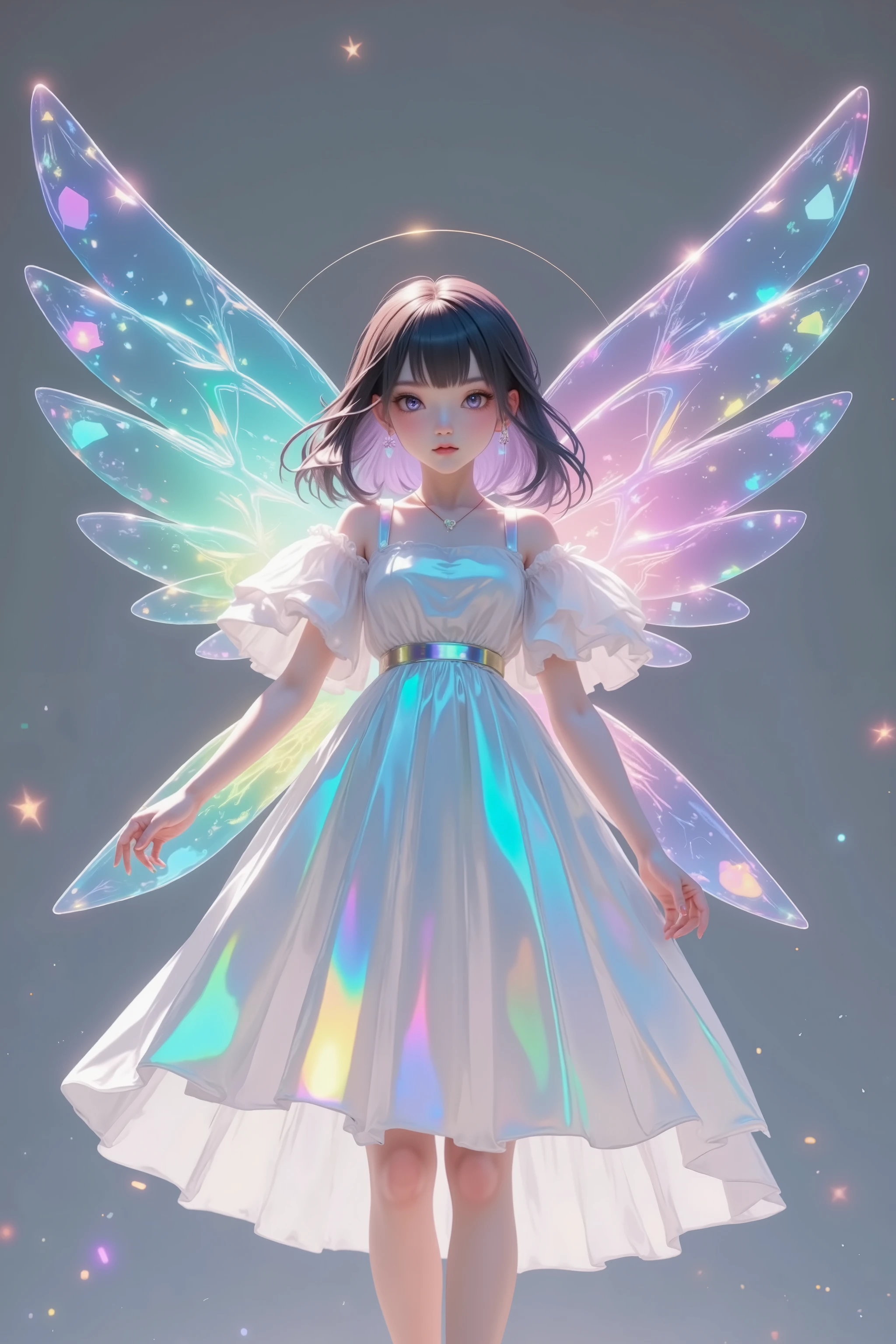 Angel wings made of glass、Light shines、cute design、Half luminescence、A work that makes me feel relieved