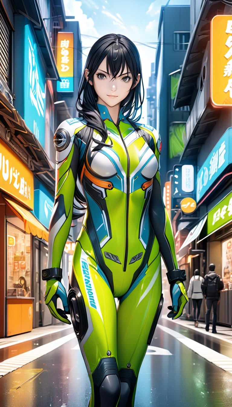 1female，21 years old，mature，plumw，extremely large bosom ，Pornographic exposure， solo，（Background with：stadium） She has short green hair，bobo head，(((green hair))), Station，seen from the front， hair straight， mostly cloudy sky，（（（tmasterpiece），（Very detailed CG unity 8K wallpaper），best qualtiy，cinmatic lighting，detailed back ground，beatiful detailed eyes，Bright green pupils，（Very fine and beautiful），（Beautiful and detailed eye description），ultra - detailed，tmasterpiece，）），facing at camera，A high resolution，ultra - detailed），revealing breasts，Bare genitals，  Bulge，legs are open，Raised sexy，Camel toes，Flushed complexion，Open-mouthed，frontage, racer, sitting on the car,（Wearing：black jacket, Track and field suits，White pantyhose，Black and green color scheme）racer uniform armor, (((under boobs)))