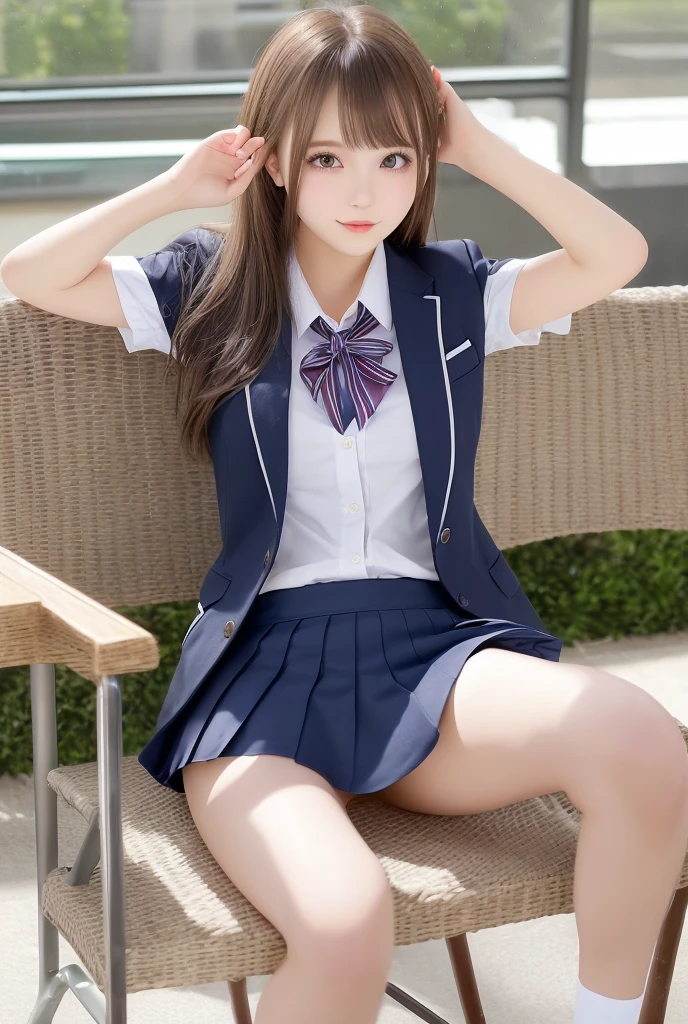 ((Highest quality)), ((masterpiece)), (detailed), Two Girls, sexy, uniform, high school girl, , No underwear, Erotic, Leg spread