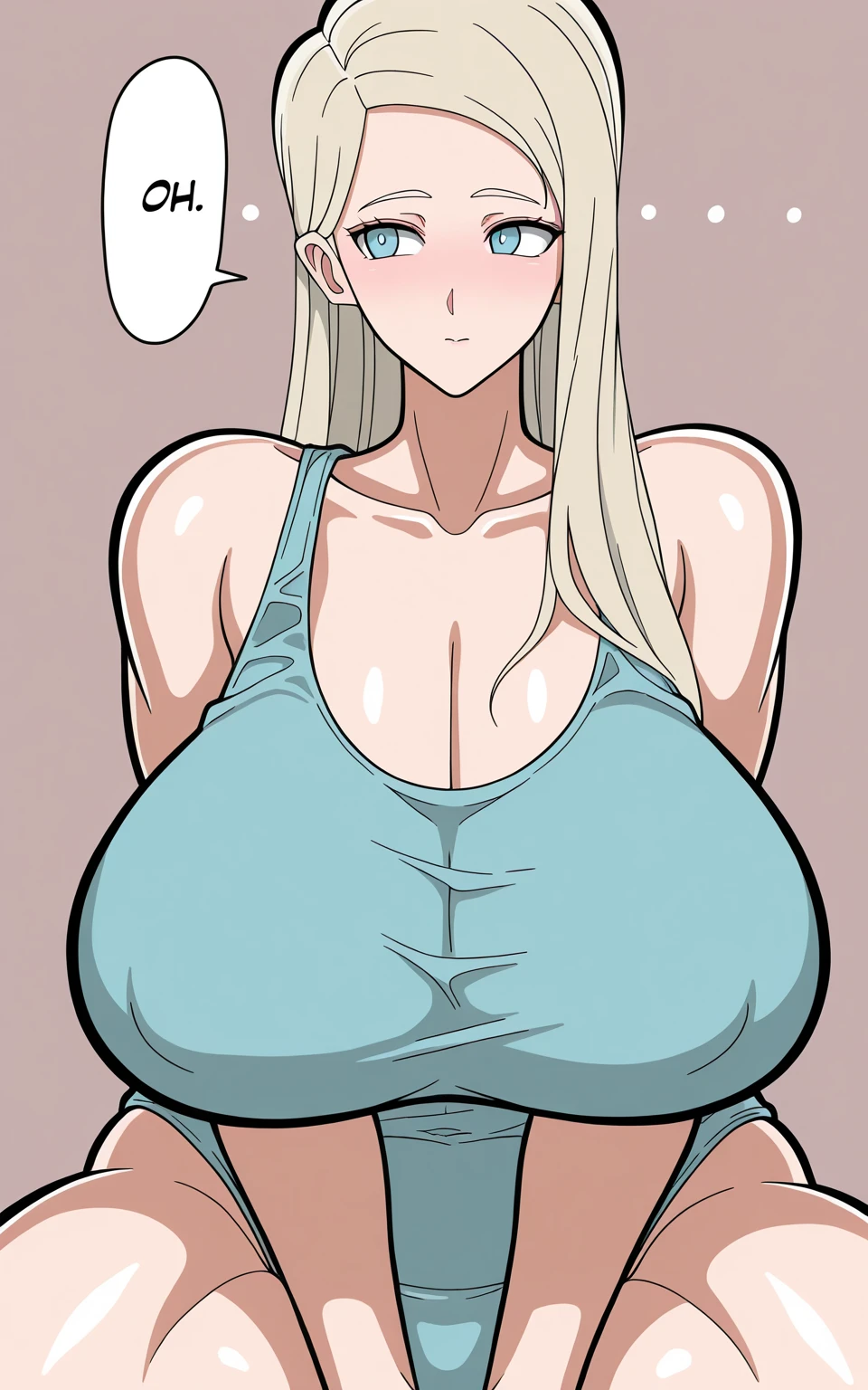 One Girl, Looking down at the viewer, Low - Angle, Thick thighs, Thick thighs, Wide Hips, Big Belly, Cruel smile, bikini, Bully, average, Chubby, Drooling, Bottomless, lipstick, Mature Woman, Spread your legs, Put your arms behind your head, Wet bathrobe, Wet breastsの谷間, Wet breasts, Worried look, Breast enlargement,( Breast enlargement 1.5)
