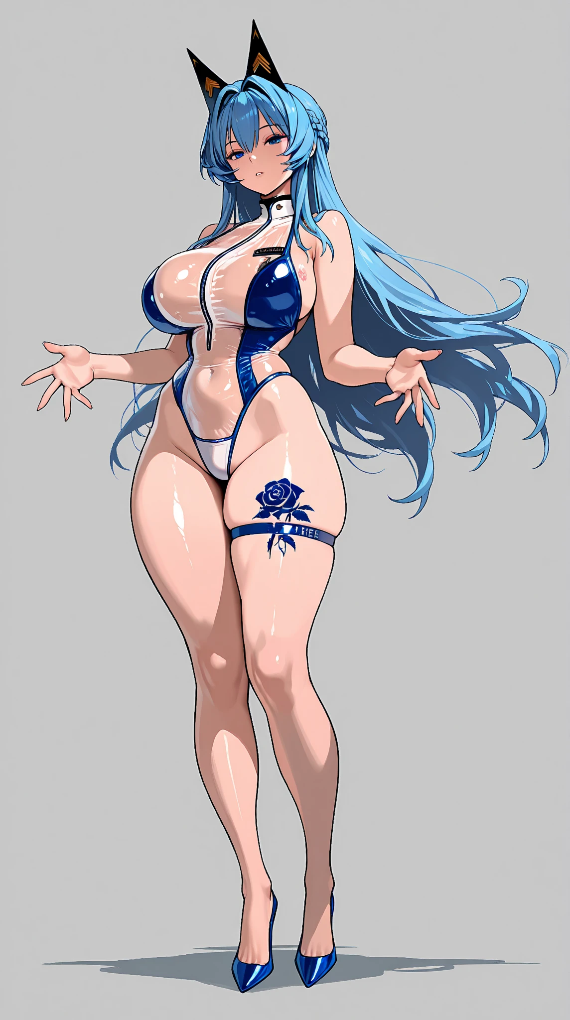 score_9, score_8_Excellent, score_7_Excellent, score_6_Excellent, score_5_Excellent, score_4_Excellent, Yuhee, 茶色 eye, blue hair, length hair, Large Breasts, Mature Woman, one person's, thought_bubble, length_hair, blush, Sweat, green_eye, green_hair, clavicle, lips, green_hair, smile, alone, bikini, black bikini, denim, minidenim, short denim, Beach, Day, Wet, Outdoor
