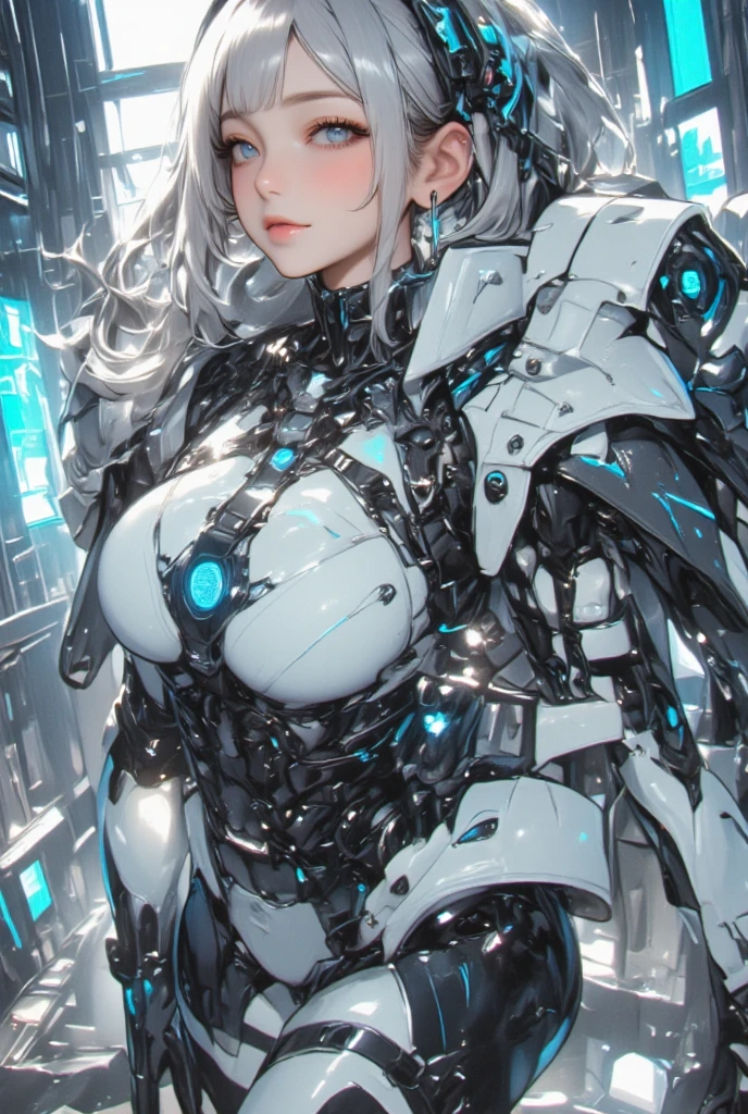 ((highest quality)),(ultra high resolution),(Super detailed),(detailed description),((best CG)),(best work of art),super precision art,great drawing art,(Sci-fi art with precise details:1.5), (One female robot:1.6),(beautiful and well-shaped face:1.5),((A complex mechanical body with intricate details:1.5)),(Luminous body embedded in the body:1.7), action scene:1.5,(dynamic pose:1.8),(her arm is transformed into a gun:1.7)