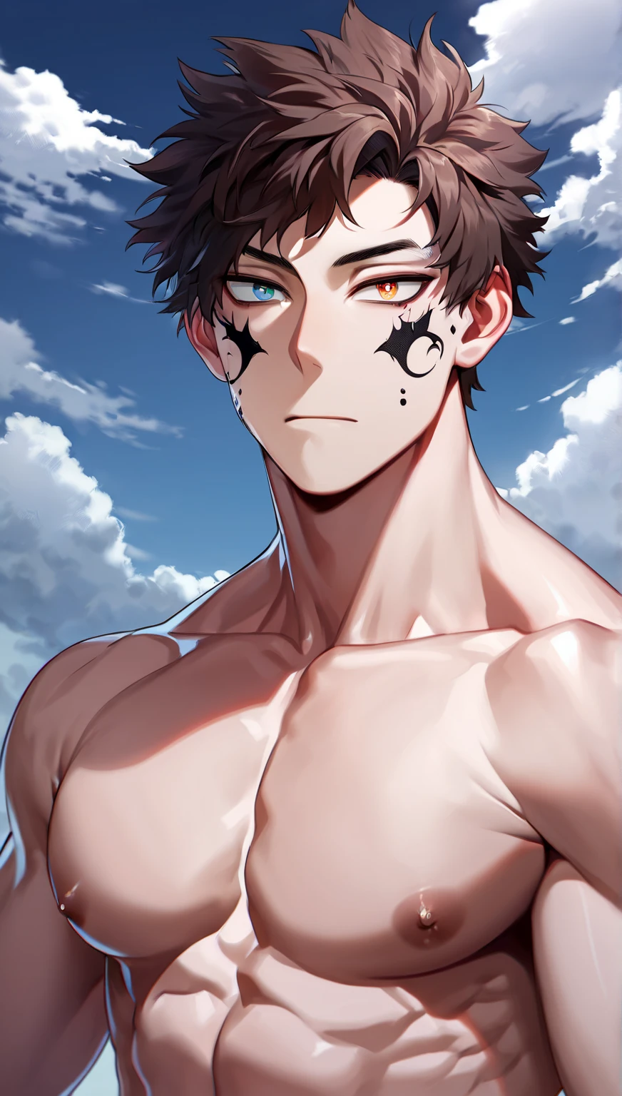 score_9, score_8_up, score_7_up, rating_explicit, source_anime, handsome guy, muscular, Shaggy hair, plum color, sexy pose, villain suit, danganronpa style, Dark environment, sexy suit, black hair