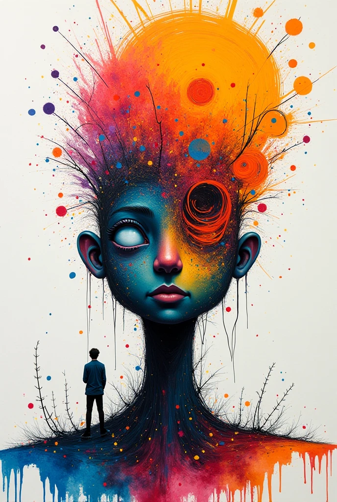 style by hans giger, alfred kubin, gothic, superimposition, romanticism, art-deco, blank stare, wind, noise, anxiety, colorful, intricate details, professional photoshoot, vivid colors, chiaroscuro lighting, realistic, hyper-detailed, ultra-sharp, colorful