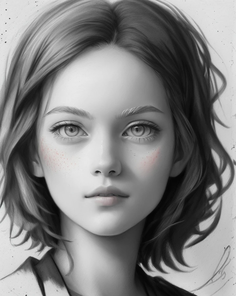 penSketch_style, ink sketch, (Best Quality, Masterpiece, detailed: 1.4), , monochrome style, a midshot portrait of stunning Emma Watson, isolated on white space, wide white margins