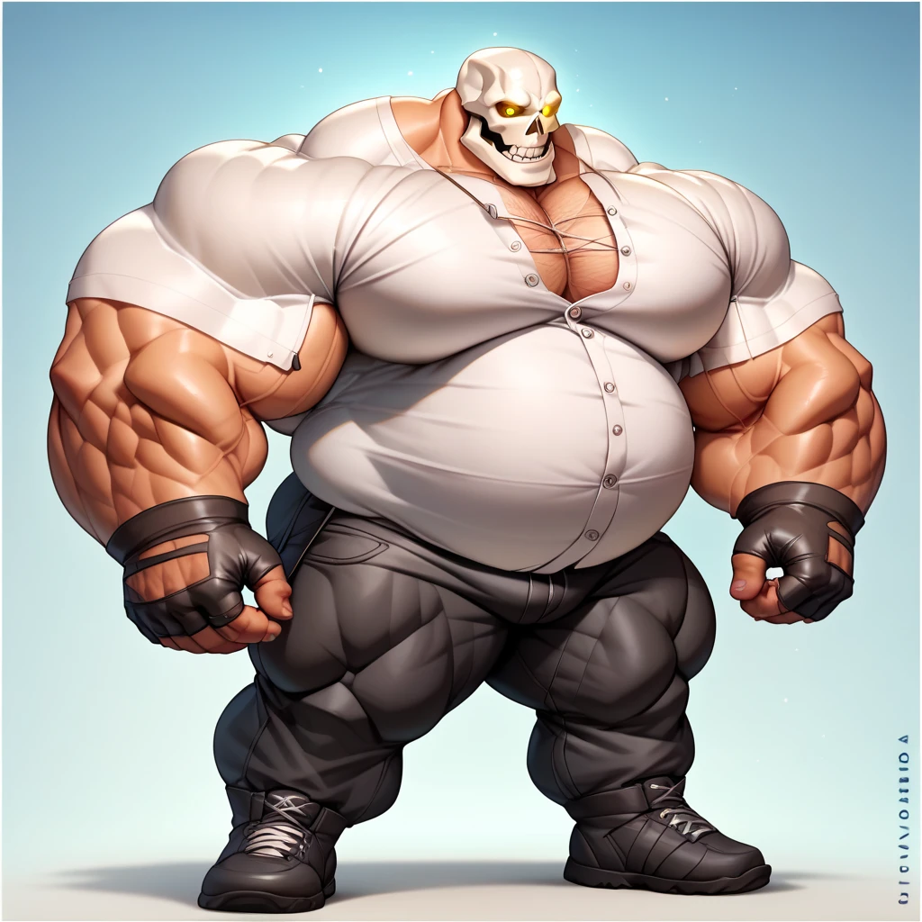 Create a white 100 ,with very large white muscles in the arms ,muscle skeleton with a golden crown smoking a lit cigarette and wearing black glasses , Against a black background (100%), I want it to be very muscular