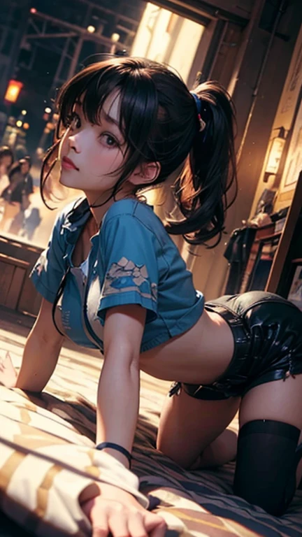 1girl, arms up, Armpits, Cleavage,