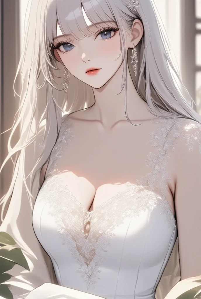 Night Full Moon 1 Female Mature Woman Royal Sister Cold Face Expressionless Silver White Long Hair Woman Light Pink Lips Calm and Intellectual Three Banded Gray Pupil Assassin Short Knife, Flower, Hand Detail, Finger Detail, Masterpiece: 1.2, Best Quality) Best Quality, Masterpiece, , Ultra-realistic Detail, Clear Focus, Solo, (Close Up, Real Picture, Finely Carved, Depth of Field), ((Masterpiece, Superb Piece, Super Delicate, Ultra High Resolution)), Solo, Evening Dress, Sparkling Eyes, Perfect Eyes, 20 years old, sexy theme, perfect face shape, oversize model, mature woman, tall long legs, ((((super huge breasts))), 16k , full body,