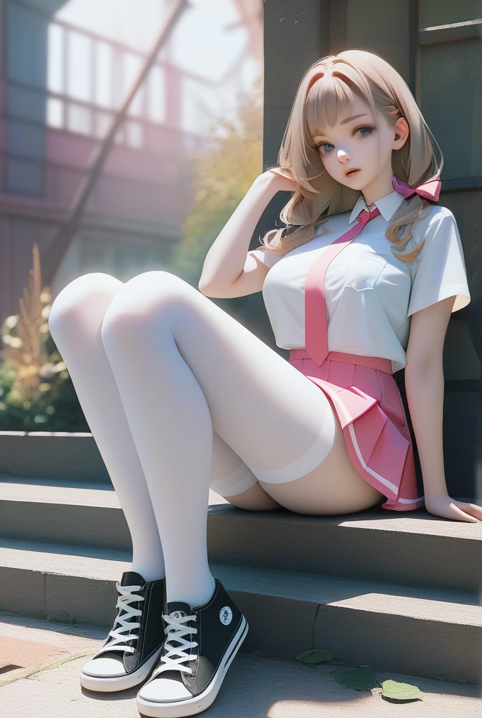 (detailed eyes:1.3), Beautiful Lighting, (1girl:blue  eyes, blonde hair, absurdly long hair, (hair between eyes:1.1)), (real skin), <lora:l - L| :1>, <lora:y:1>,  (Style-DA:1), (outdoors, alley:1.3), 
 <lora:better_pantyhose:0.6>, 1girl, bishoujo, cleavage, from below, domineering, better_pantyhose, pleated_skirt, school_uniform, see_through, pantyhose, white pantyhose, leg focus, (no shoes:1.1), panty pull, sitting, legs apart,