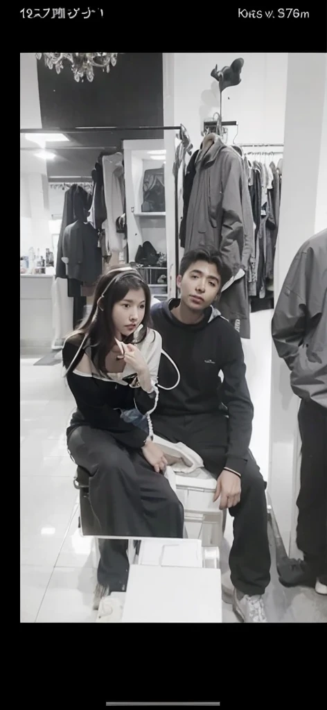 Woman 1 holds her phone down Man 1&#39;s throat