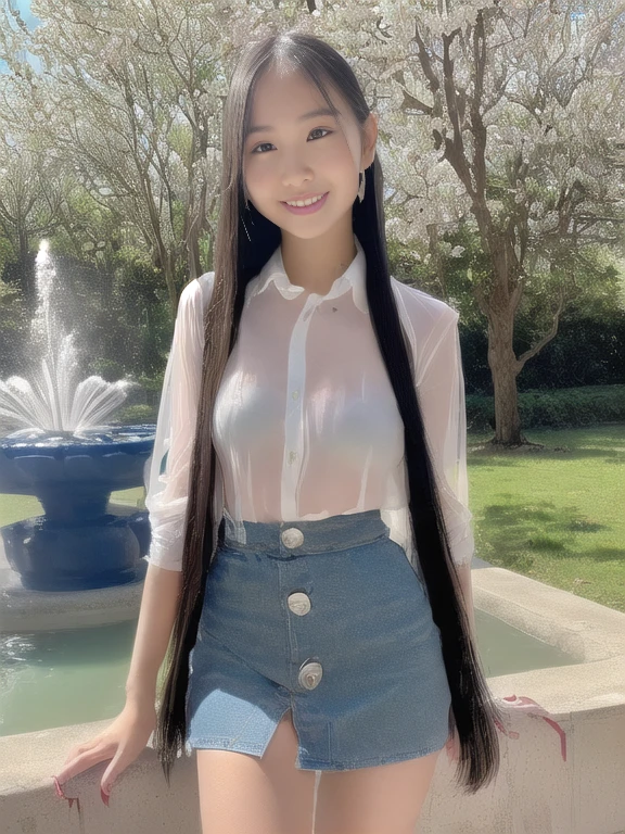 best quality, absurdres, (photorealistic:1.4), masterpiece, 8k, ultra high res, highest quality BREAK 1girl, 22 year old, beautiful blue eyes, large breasts, cute, one knee up BREAK (white pleated skirt),, white golf outfit, knee up, perfect thighs, view of thighs, ((revealing thighs)), (upskirt), black hair (Very long hair, blunt bangs), sexy, (smooth complexion, hyperrealism, cinematic light, sharp), perfect skin, perfect face, detailed face, (bright skin:1.3), skin pores BREAK lush green field, (wind:1.6), (realistic:1.5), perfect illumination,