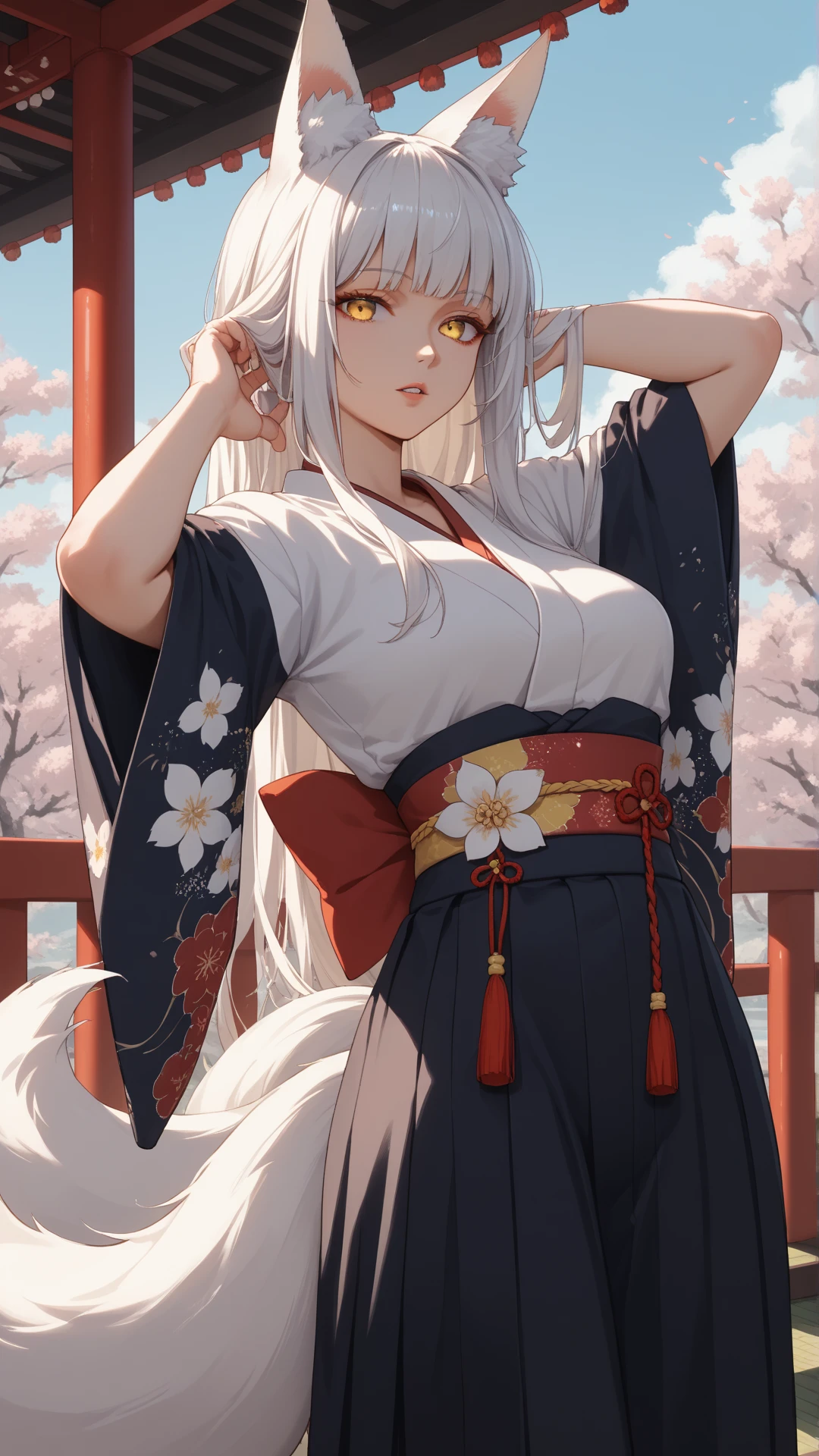 neko men big butt anime blue eyes white hair cute kimono