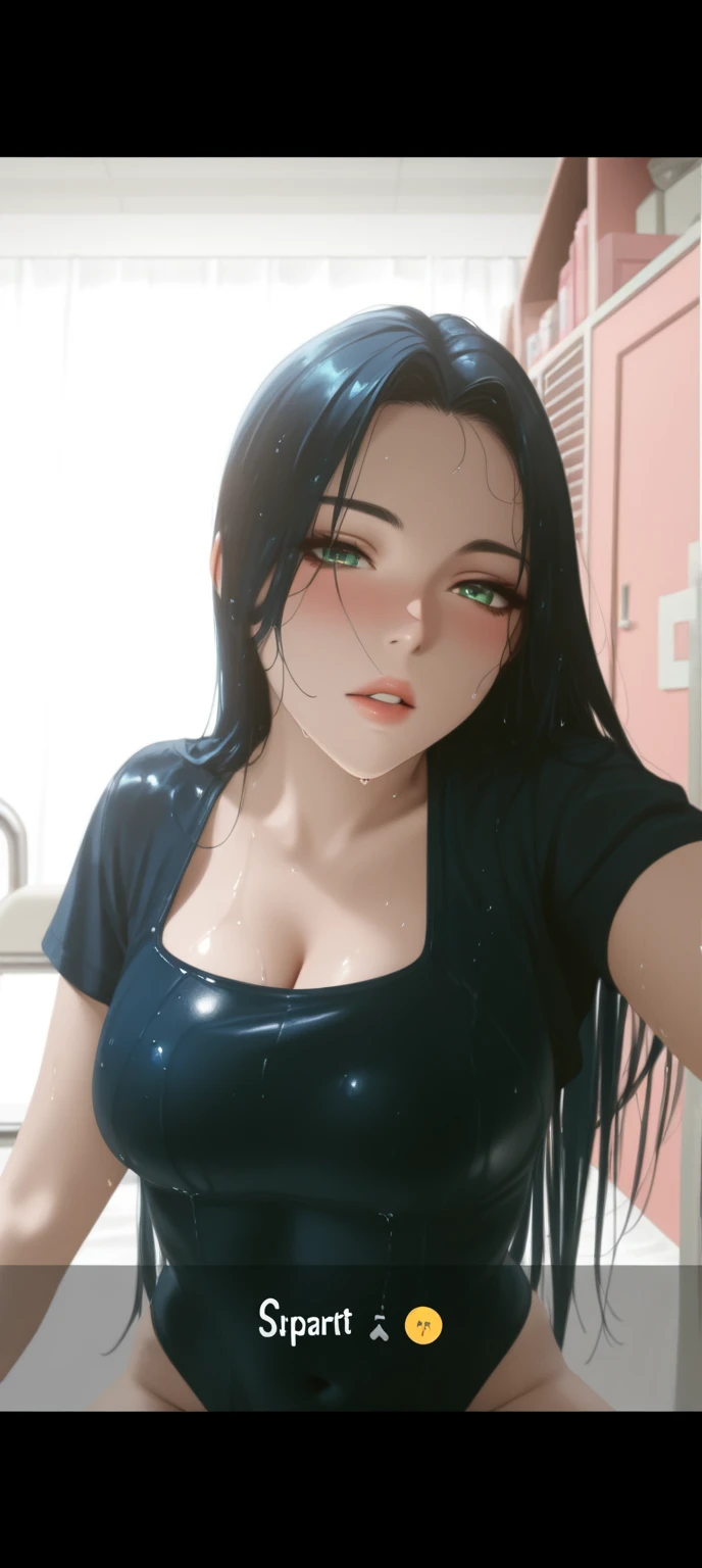 score_9, score_8_up, score_7_up, BREAK, innocent and alluring, pov, 1girl,gothic girl,college girl,(young:1.5),alternative vibe, beautiful eyes, large breasts,subtle cleavage, tight body, detailed skin,cute, tiny body,slim waist, slutty, nude,oversized clothes, wet clothes,see-through,wet,showering, wet skin, wet hair, perfect innie pussy, tight thin labia, supermodel pose, chest thrust out, sexy pose, (bathroom,white walls, nothing on the wall),dynamic angle, vibrant lighting, high contrast, dramatic shadows, highly detailed, depth of field, real life photo,film grain,candid picture,