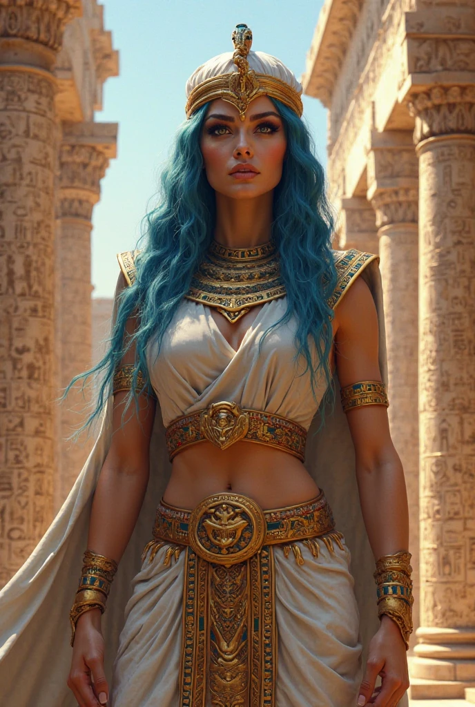 Korean butterfly woman with purple hair and headphones,wearing golden pharaoh's clothes and a pyramid background,fully body,fully body pés descalço 