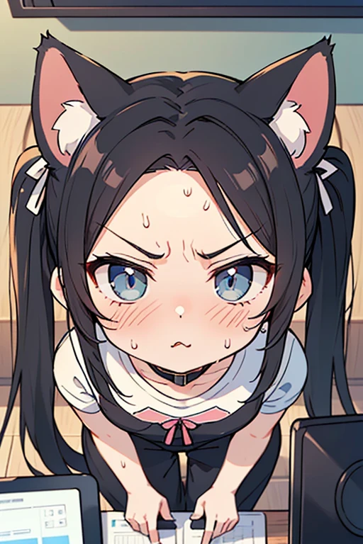 Have cat ears、work、Looks very painful、Small face、、masterpiece、Very embarrassed look、Big Breasts、Very impatient、Trembling、Sweating、Are pregnant、No characters allowed、Being restrained
