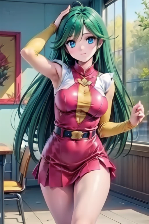 Tsuyu from boku no hero, showing armpits and pussy, half ?????, full body, colorful background, showing tongue, long hair. Wallpaper style.