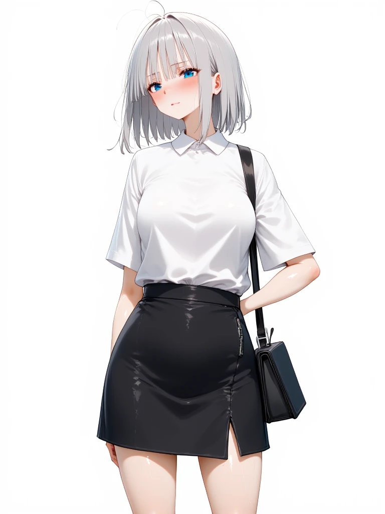 1 girl, smile, shirt, mini skirt, ((jirai fashion, jirai makeup)), big breasts、Enchanting cleavage、exquisite female body