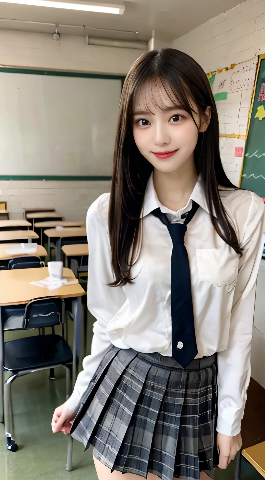 1womanl、(Super beautiful)、(beauitful face)、A detailed face、Take a seat at McDonald's、with spreading legs、(high-school uniform)、(Wearing makeup)、Brown hair