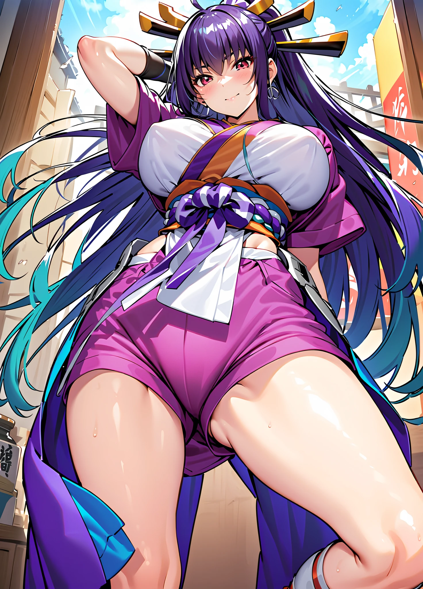 garota anime com cabelo colorido e um vestido colorido, colorwater colorfull, rossdraws pastel vibrante, desenho animado rossdraws vibrante, estilo anime 4k, lindo retrato de anime, artgerm colorido!!!, ! sonho artgerm, linda garota de anime, arte digital com estilo anime, papel de parede de arte de anime 4k, papel de parede de arte de anime 4k, digital anime art, artgerm extremamente detalhado, big , thick fit muscle body