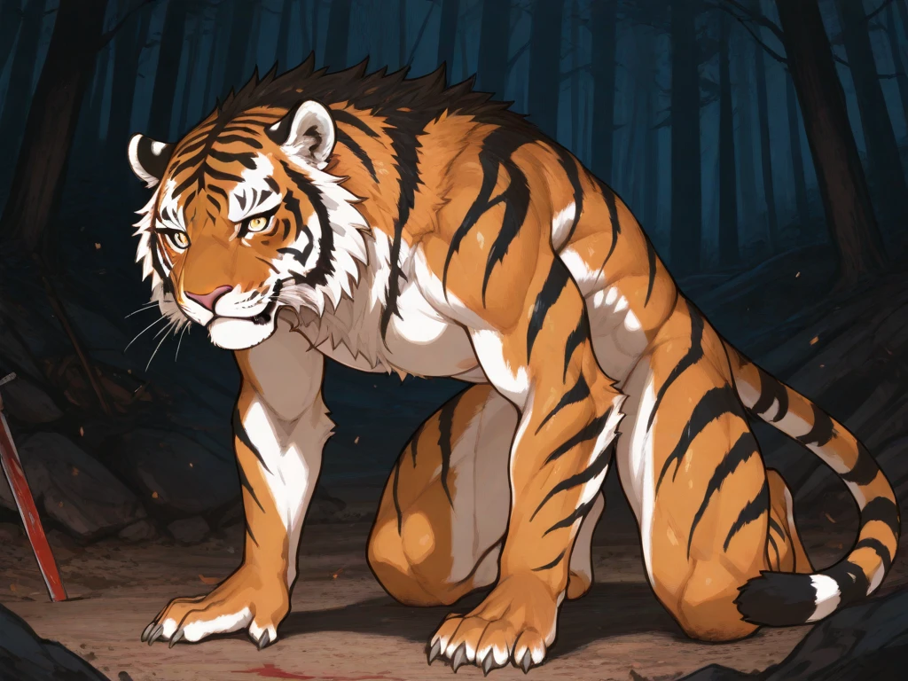 (duo), anthro male tiger and beautiful female leopard, female penetrated, vaginal sex, detailed hands, best art, masterpiece, quality, muscular male, side view, newest, night sky background, doggystyle sex, beautiful face, by laobai, sperm cell, ovum