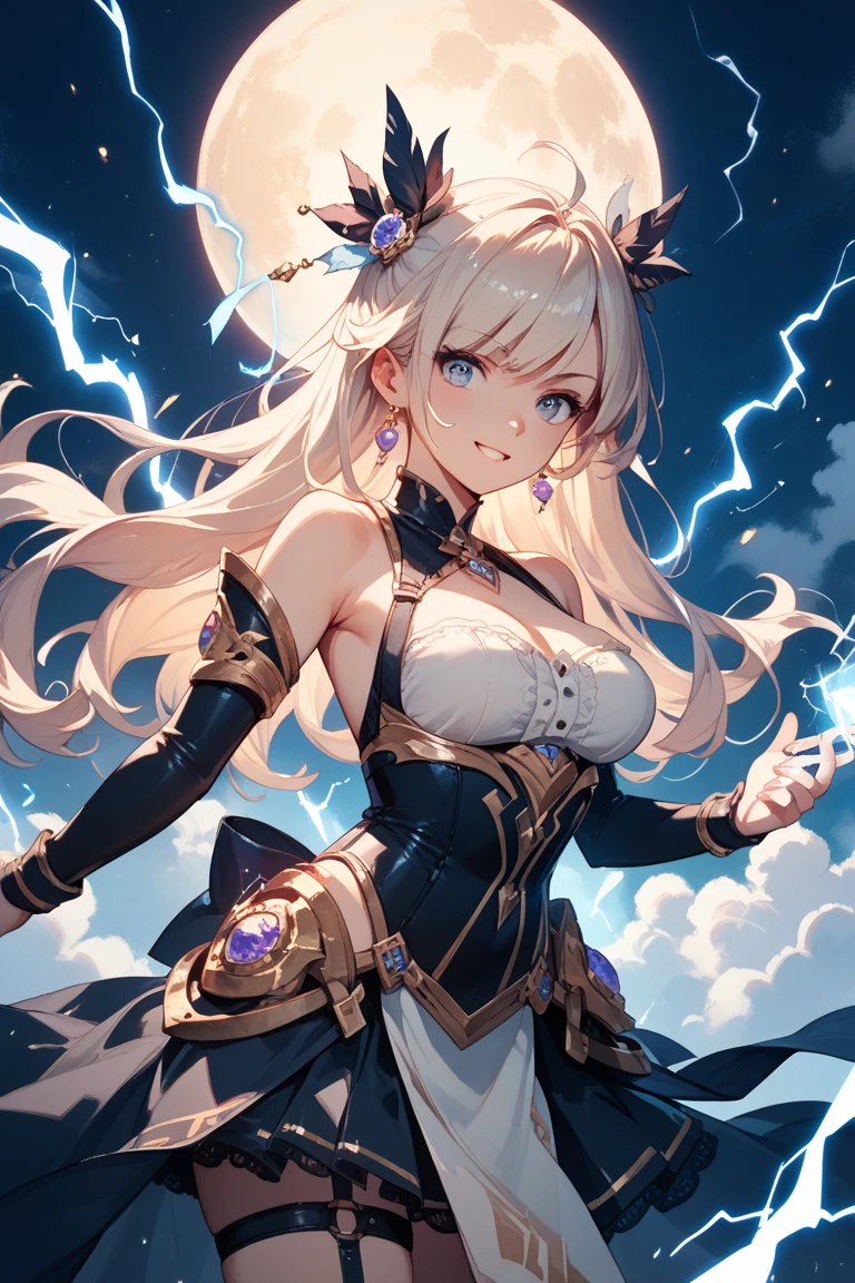 Beautiful woman with lightning and thunder powers 