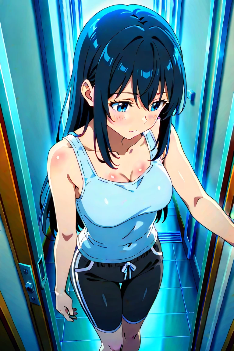 (masterpiece、highest quality、In 8K、High resolution:1.2)、alone、One Girl、 Rin Shibuya, Feeling embarrassed、blush、Look at the viewers、whole body、Swimsuit、Glossy body、Wet body、Poolside