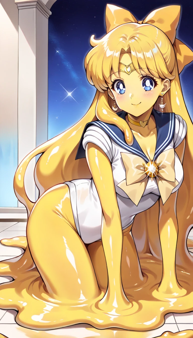 masterpiece, Highest quality, High resolution, (Tsukino Usagi),1990s \(style\),White swimsuit、White Bikini,(D-cup beautiful breasts),tall,Sweating all over the body、vapor、(One Man and One Woman)、((Sex))、penis,Hosomi、(sexy)、(nsfw),A face writhing in pleasure、The whole body is covered in sex fluids、Sweaty、Front composition、Ahegao、Semen splattered on face、Anime-style painting style,Blonde、A composition that focuses on the whole body,The background is a hotel room