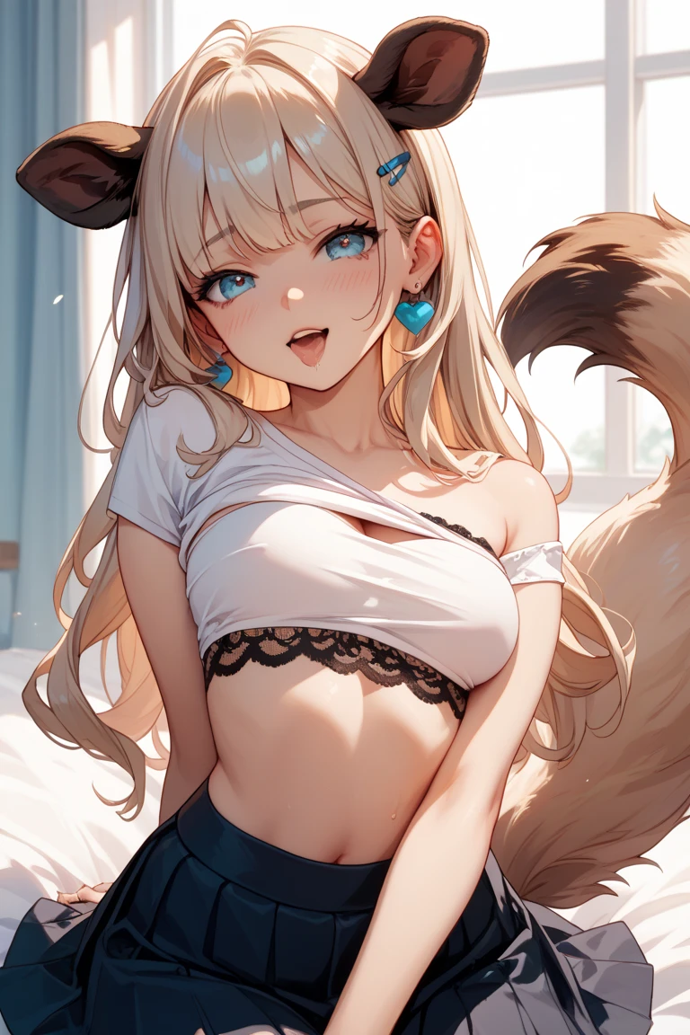 Dog type,Dog ears,Room,There is hair everywhere,blue eyes,Super cute face,hairy,female,doll,Some torn clothes,Pitiful,Long blond hair