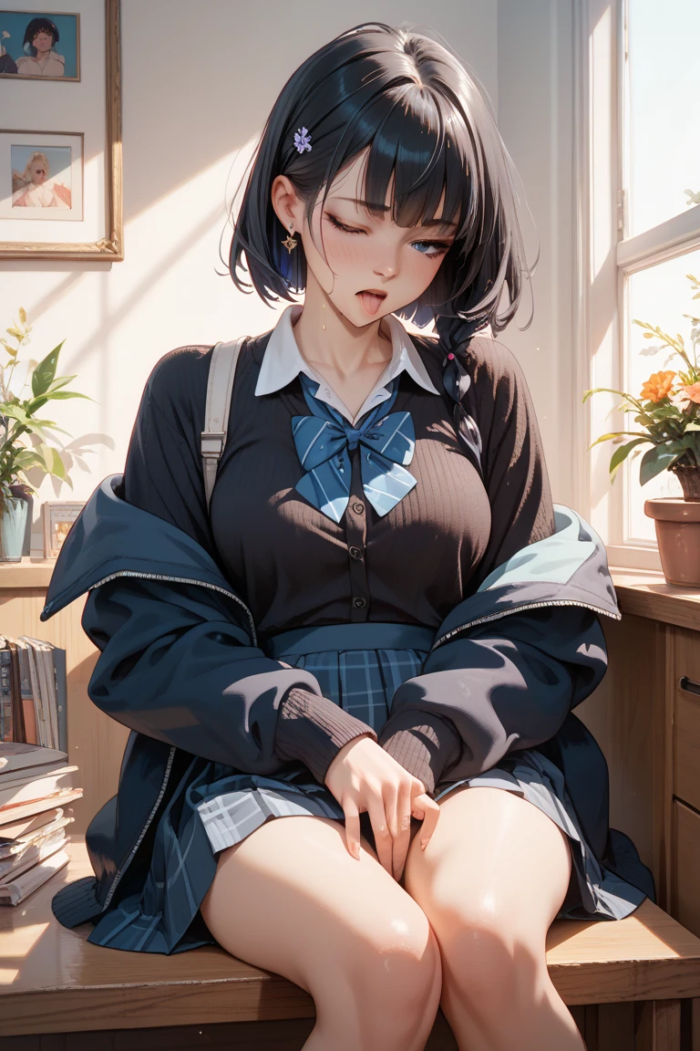 ultra-realistic realism, Ray traching, realisticlying, hyper HD, high detal, 32k, best qualtiy, textureskin,1girl,disdain,whaite hair,orthofacial,smokeing,sportrait,looking at viewert,Facial portrait ,photos anime in realistic,Hinata Hyuga and anime, Naruto , realistic Lux 1girl