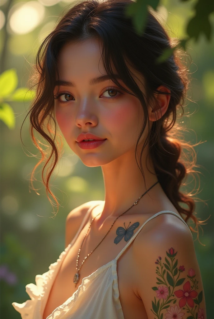 (8k, Highest quality, masterpiece:1.2),(Highest quality:1.2), (Ultra-high resolution:1.0), watercolor, Beautiful woman, shoulder, Hair Ribbon, Agnes Cecil, Half Body Portrait, Very bright and luminous design, pastel colour, (ink:1.3), Autumn Light,Large Breasts
