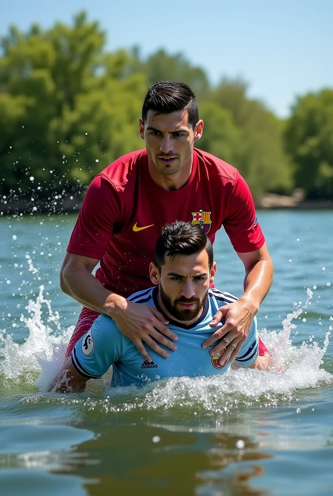 soaked twenty year old men wearing wet football jerseys with soaked hair wearing soaked uniforms. several men in soaked jereseys pour buckets of water over them. Wet shirts. Wetlook. Sensual. Kissing. Homosexual. Wet clothes. Wetlook.