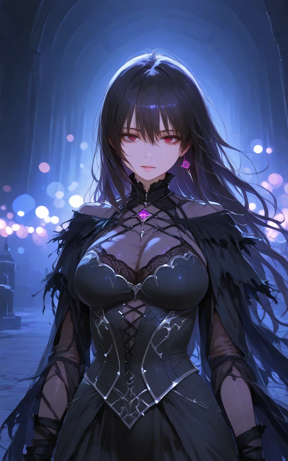 Very detailed, high quality, masterpiece, beautiful, One woman, night, (Dark Environment)

