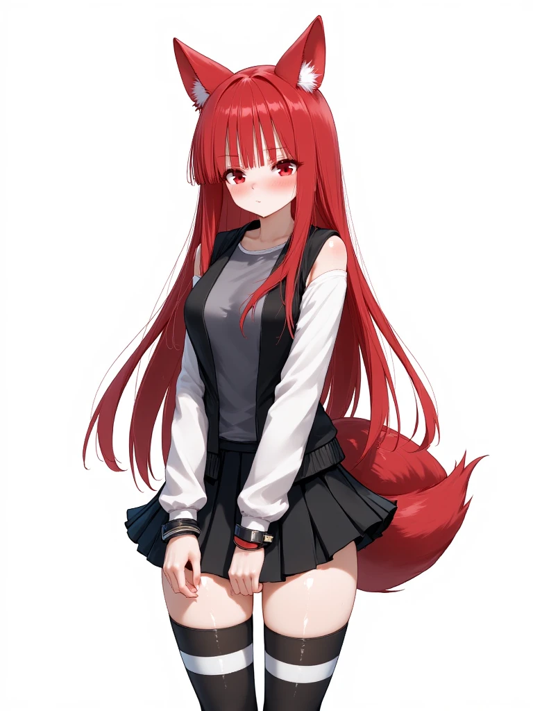 Red haired fox girl in a short skirt flashing her pussy