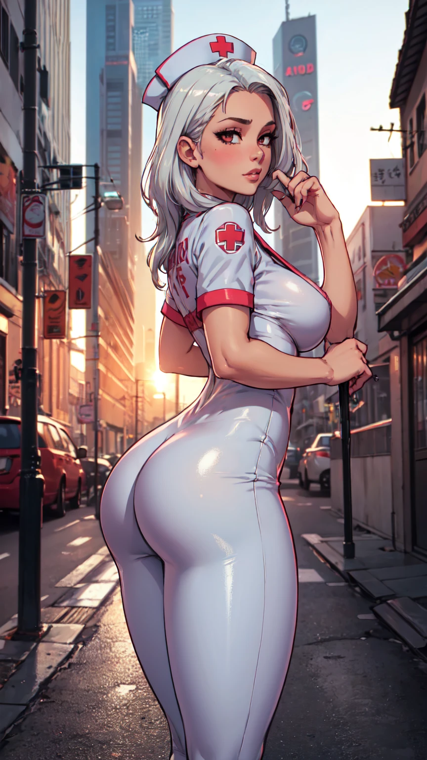 1female,35yo,plumw,extremely large bosom, 独奏,(Background with:,Cherry blossom forest,Deep in the forest,hospitals,),legs are open,Bare genitalia,Bare , She has short black hair,standing on your feet,seen from the front, Twist braids, mostly cloudy sky,(((tmasterpiece),(Very detailed CG unity 8K wallpaper),best qualtiy,cinmatic lighting,detailed back ground,beatiful detailed eyes,Bright pupils,Black eyes,Snow-whiteskin,Redlip(Very fine and beautiful),(Beautiful and detailed eye description),ultra - detailed,tmasterpiece,))facing at camera,A high resolution,ultra - detailed),revealing breasts,Bare genitalia, Bulge,legs are open,Raised sexy,Camel toes,Flushed complexion,Desire for dissatisfaction,frontage,elementary student,White transparent sailor suit,Wear a futuristic Iron Man mech,Blue and red color scheme ,Red Cross Mark