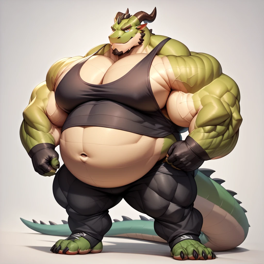 (best quality,4k,8K,High resolution,masterpiece:1.2),Extremely detailed,Practical:1.37,Huge muscular hairy crocodile with naked upper body,Red Double Ding,Green alligator,Wear breast studs，Kind expression,Focused gaze,Sharp Teeth,Long Tail,Scaly texture,Lush green garden background,A firm stance,Strong arms,Muscle bulge,pregnant，Wearing black square glasses，There is a small scar under the left eye，Contrast Cuteness，Strong bear figure，Vibrant colors,Clear focus,Natural Lighting,Physically Based Rendering,Bokeh,portrait,biology,animal,Art style