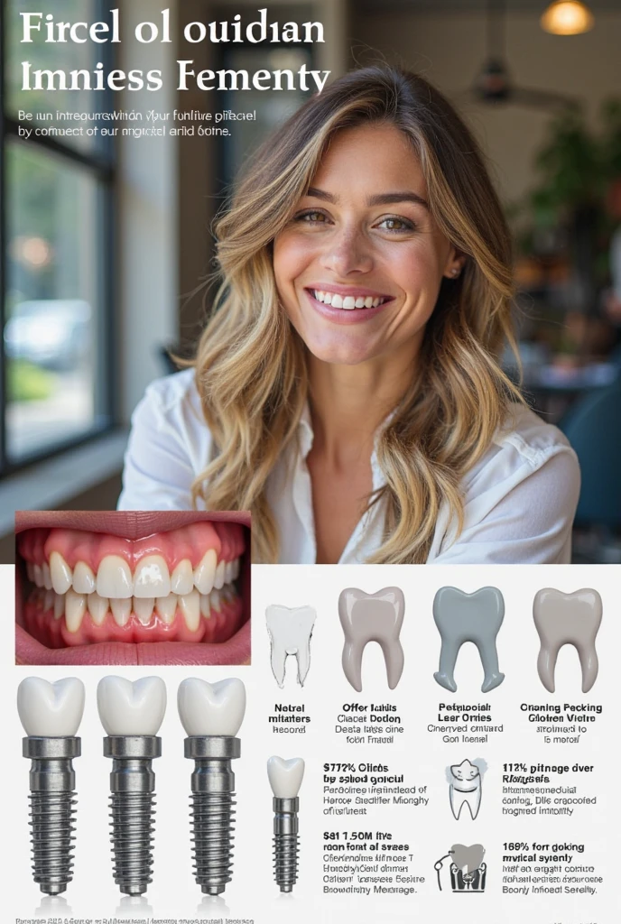 Create a realistic dental implants before and after treatment image 