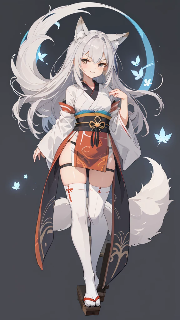 score_9, score_8_up, score_7_up, score_6_up, <lora:DPOXL:1> <lora:banpai akiraXL_JS2_lokr_V12:1>1girl, solo, animal ears, long hair, tail, thighhighs, yellow eyes, sitting, white hair, smile, hairband, white thighhighs, snow, fox ears, fox tail, japanese clothes, facial mark