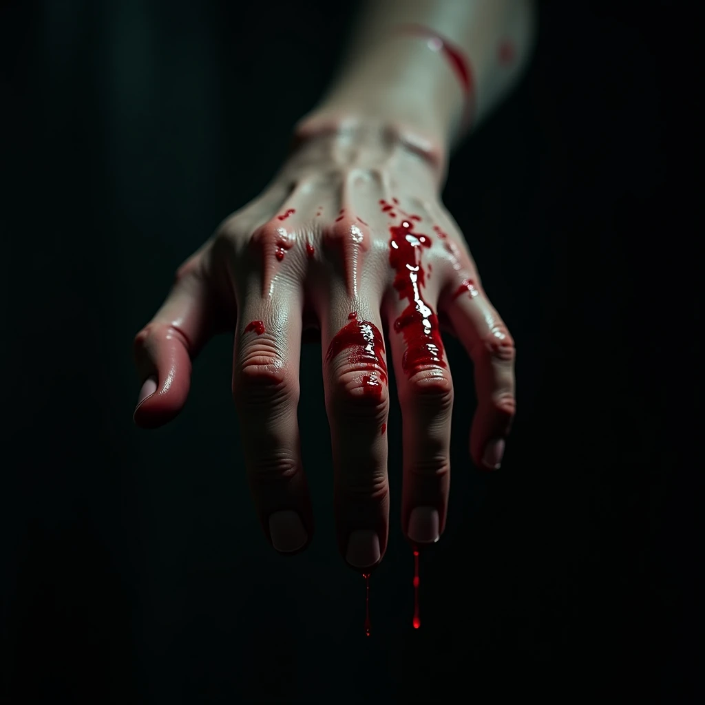 Black background hand drop vermilion