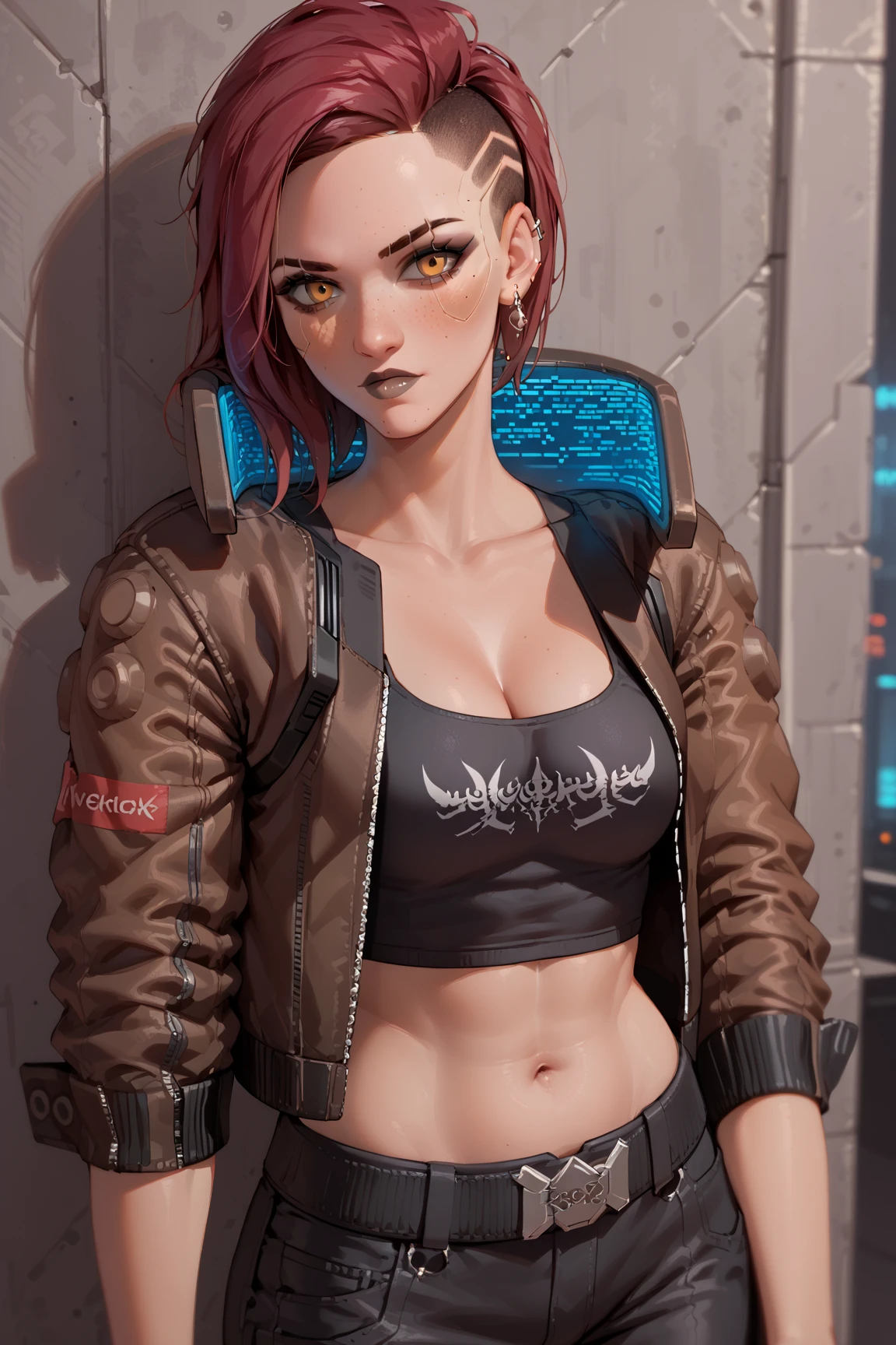 photo of celebrity, RAW, beautiful woman, ((portrait)), ((detailed face, colorful rainbow hair:1.2)), ((detailed facial feature, detailed skin, clear skin, parted lips), (perfect proportioned body, medium breasts, side boob), (wearing a Lilith costume from Borderlands, plunging sexy gothic dress, dark makeup: 1.5)), (high detailed dark bedroom lit by candles: 1.3), (side profile, looking at camera: 1.25), (, realistic photo, best quality, detailed), (8k wallpaper), (cinematic lighting, dramatic lighting) (sharp focus, intricate)