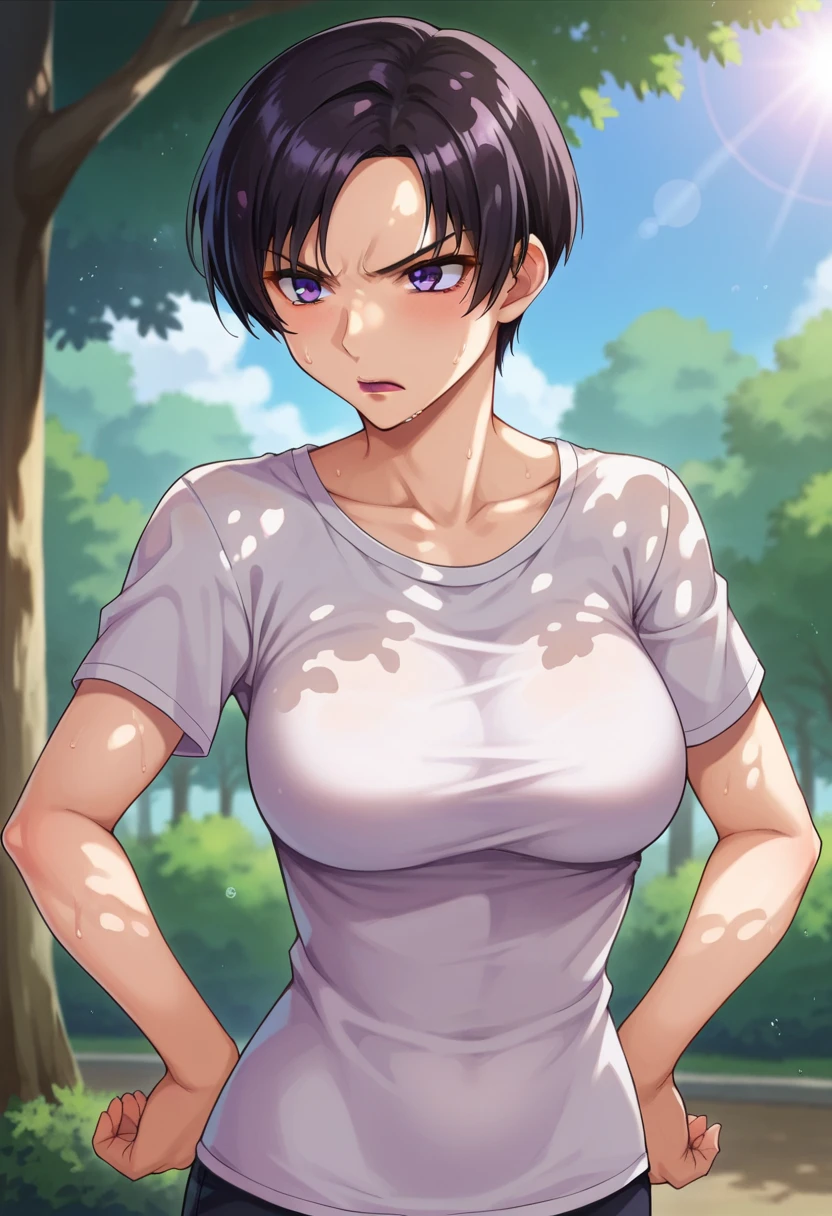 A ((close-up portrait)) of a (cute (young)) NewLaraCroftV2, (wearing a ((beautiful yoga outfit))), green shirt, sleeveless shirt, medium breasts, (confident expression:1.2), (smug:0.8), detailed background, overgrown ruins backdrop, outdoors, cinematic lighting, action pose, dynamic pose, epic, (extremely detailed CG unity 8k wallpaper), upper body photo of the most beautiful artwork in the world, professional majestic oil painting
(by Range Murata:1.0), (by Taka Tony:1.0), by Jeremy Lipking,
<lora:orangekissessStyle_orangekissess:0.8>