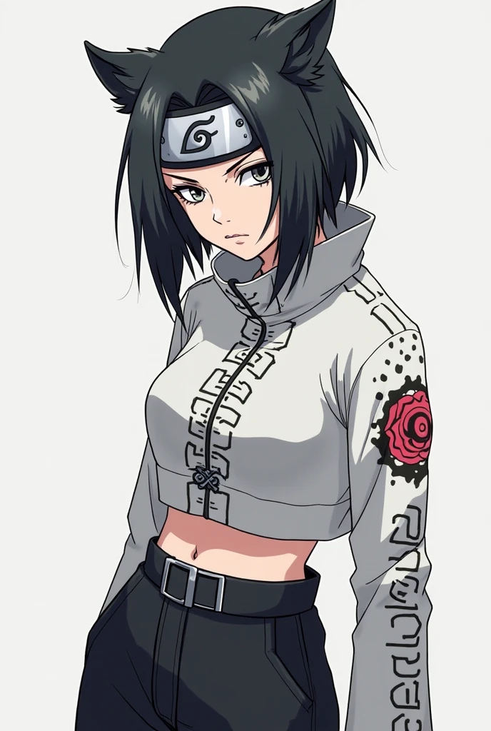 best qualtiy,tmasterpiece,1个Giant Breast Girl,Naruto,Look at the camera,Short and delicate hair,ssmile,(perfect bodies),Flushed,(DEEP-V COLLAR:1.5),front portrait,Close-up Shot Shot。Black hair,White eyeballs