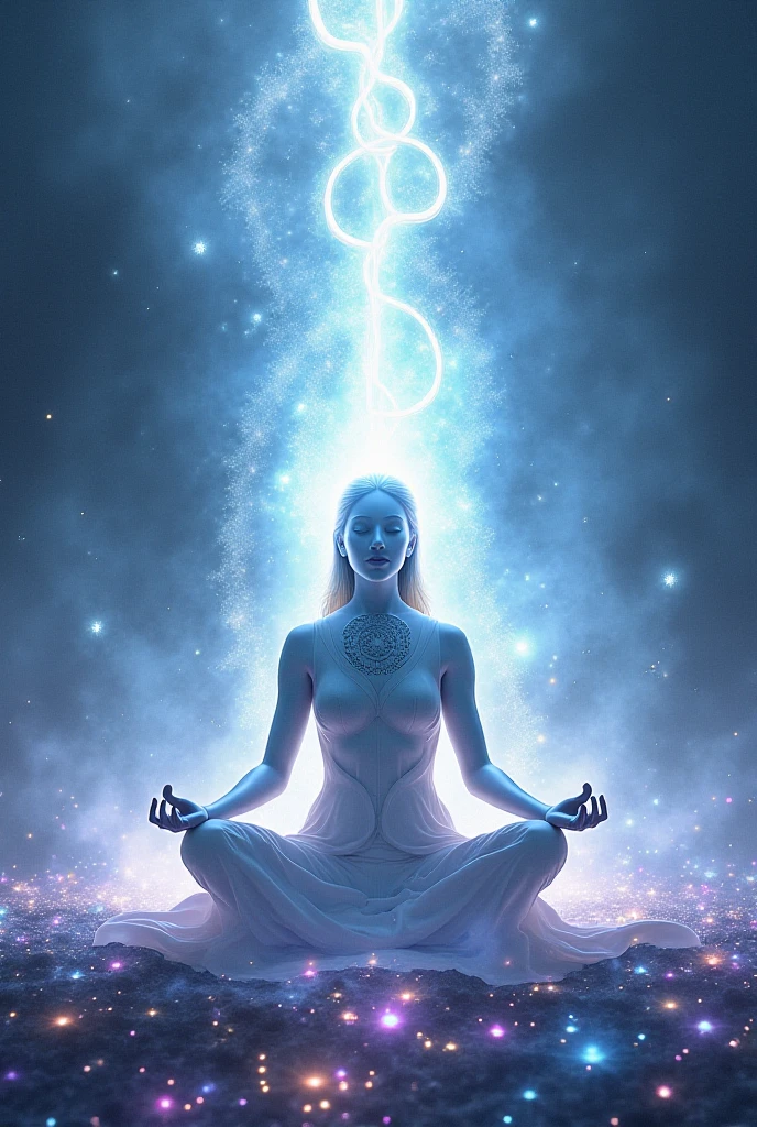 in style of Amanda Sage, beautiful details,in style of Scientific photography,in style of Luminogram photography,r, beautiful detailed,magic circle,best quality,4k,8k,highres,masterpiece:1.2,ultra-detailed,realistic,acrylic style,tai chi, yin yang, eight trigrams,3d rendering,The transparent and extremely charming Thousand-Armed Witch who meditates in yoga,Thousand Hands Kannon,Dunhuang Murals,Möbius Avenue Realistic,divine light,Light and shadow photography,(background:An unusually large number of magical kanji spells are falling like a torrential rain),