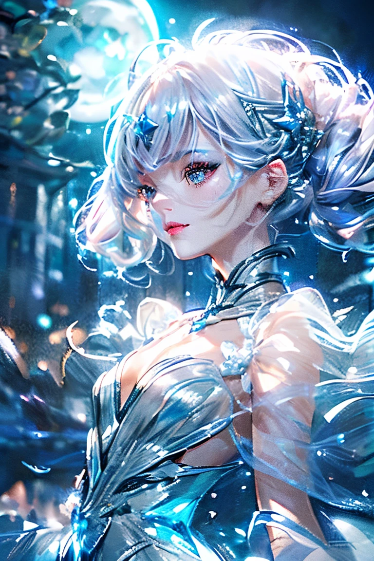 that daughter，crystal，Very detailed, Great job，Glass luster,((Clean background))，粉red，(((blue)))，green，red，best quality，Clean background。
