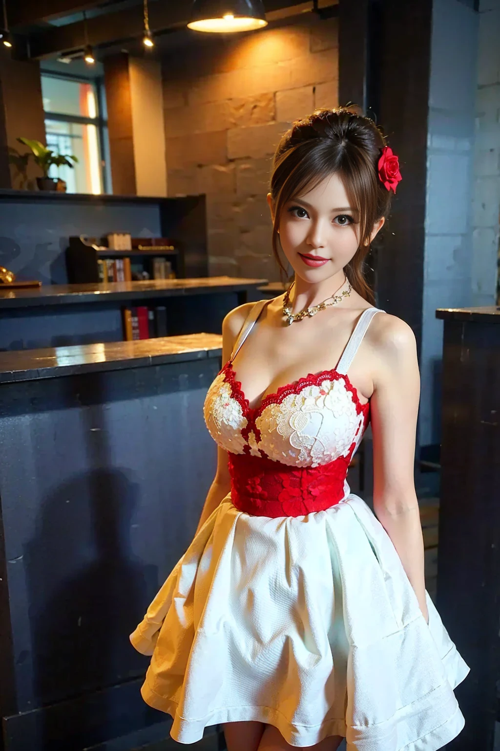 photo of <lora:sung02:0.9>, (wearing elegant red and white cow print dress:1.3), a woman as a movie star, modelshoot style, (extremely detailed CG unity 8k wallpaper), photo of the most beautiful artwork in the world, professional majestic oil painting by Ed Blinkey, Atey Ghailan, Studio Ghibli, by Jeremy Mann, Greg Manchess, Antonio Moro, trending on ArtStation, trending on CGSociety, Intricate, High Detail, Sharp focus, dramatic, photorealistic painting art by midjourney and greg rutkowski, (waist chain), ((movie premiere gala)), ((standing on the red carpet)), ((paparazzi in the background)), (looking at viewer), (detailed pupils:1.3), (blue eyes:1.2), (closeup), <lora:wearing_cow_print01:0.4>