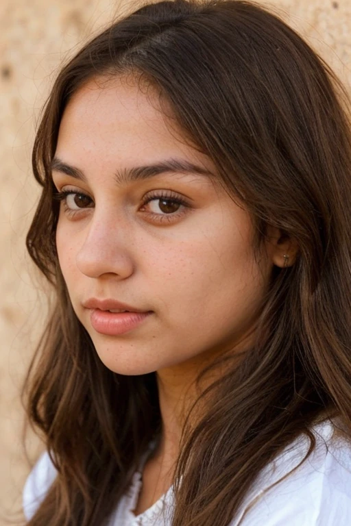 A photorealistic portrait of a 22 year old spanish, she look like samantha siqueiros, she is beautiful

