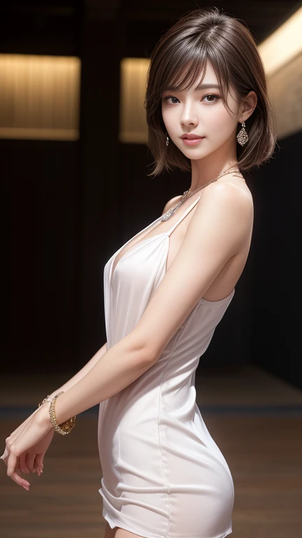 161-1
(Shorthair:1.46), (a 20 yo woman, standing), (A hyper-realistic), (Masterpiece), (8KUHD), (gentle smile), Slender waist, (a background is the geometry of fractals), (breasts:1.23), (口紅)