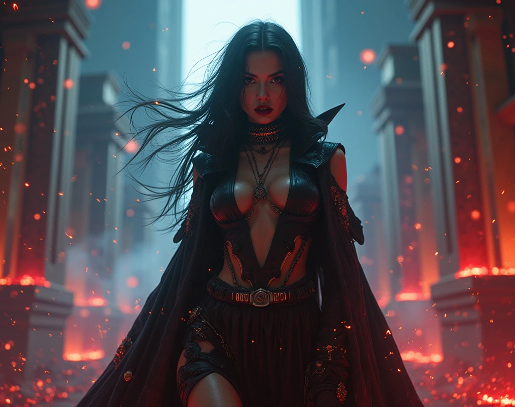 Yourichi from bleach as raven from teen titans as a 60foot hot sexy giantess with very huge chest and huge butt