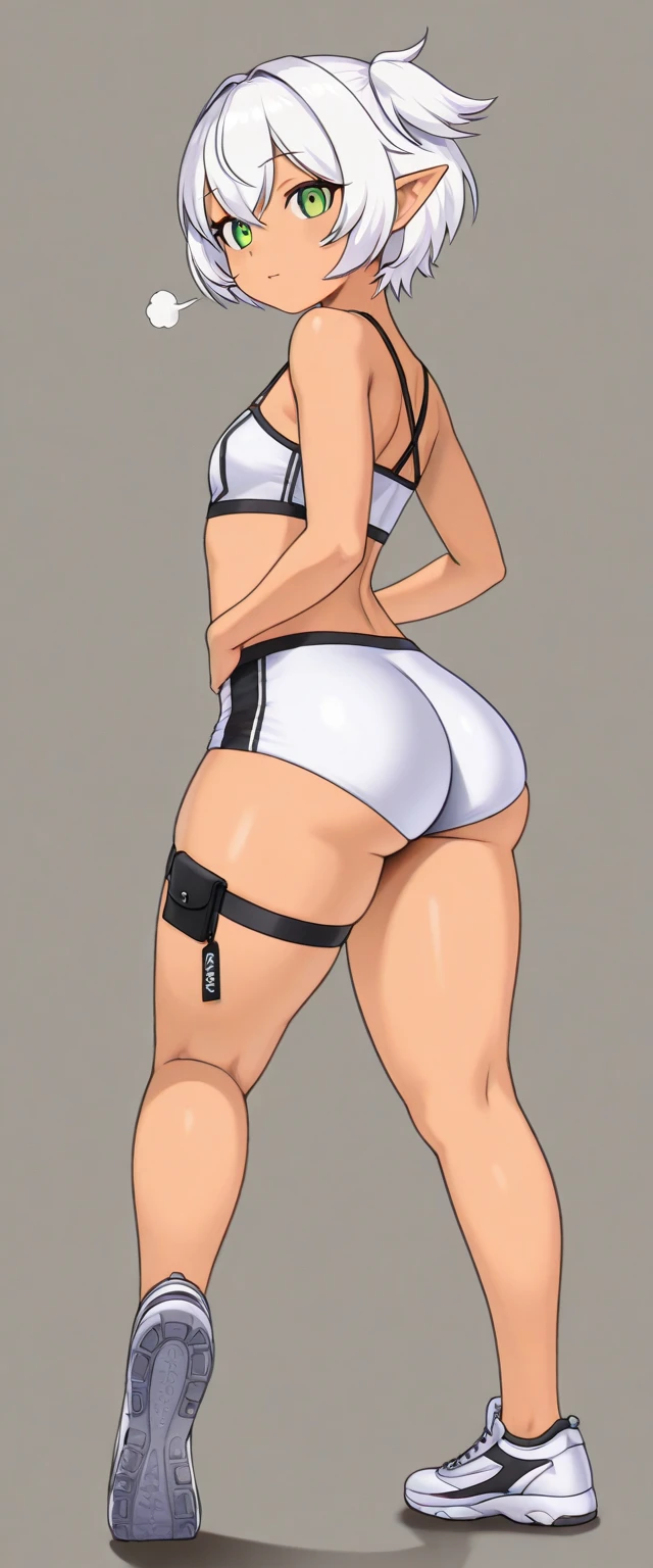 score_9, score_8_up, score_7_up, score_6_up, source_anime, BREAK, hellsing,1girl, seras, seras and a dinosaur, primitive, cavegirl bikini, primitive fur bikini, large breasts, squatting, ass, front view
