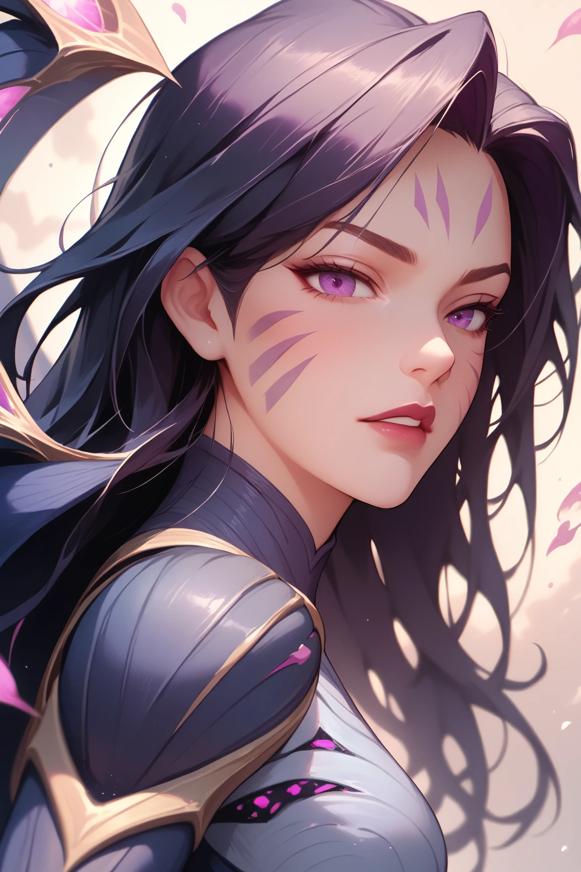 A black African woman in a purple outfit holding a sword and a sword, stunning character art, extremely detailed Artgerm, Alena Aenami and Artgerm, Ross digital painting, beautiful character painting, by Ruan Jia and Stanley Artgerm, epic art of exquisite characters, Artgerm. High detail