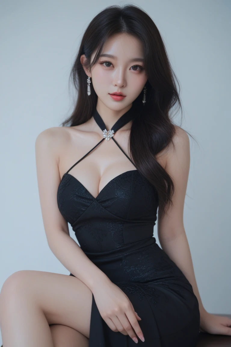 anime girl in black dress with black stockings and black shoes, anime girl wearing a black dress, ( ( marin kitagawa # ) ), marin kitagawa , in dress, seductive anime girl, beautiful alluring anime woman, marin kitagawa, beautiful alluring anime , ecchi anime style, cute anime waifu in a nice dress